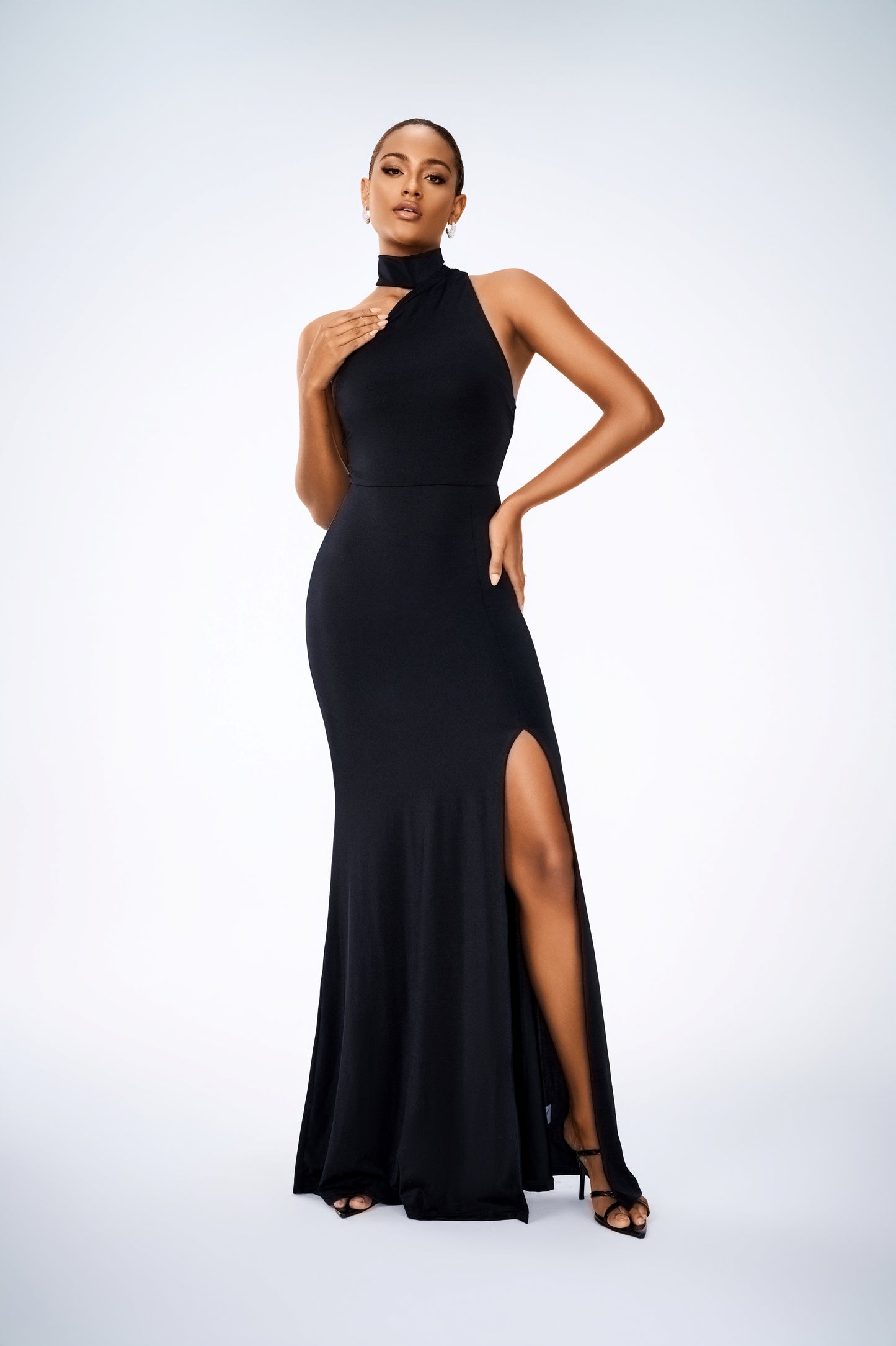 KEYLAN COWL NECK MAXI DRESS BLACK