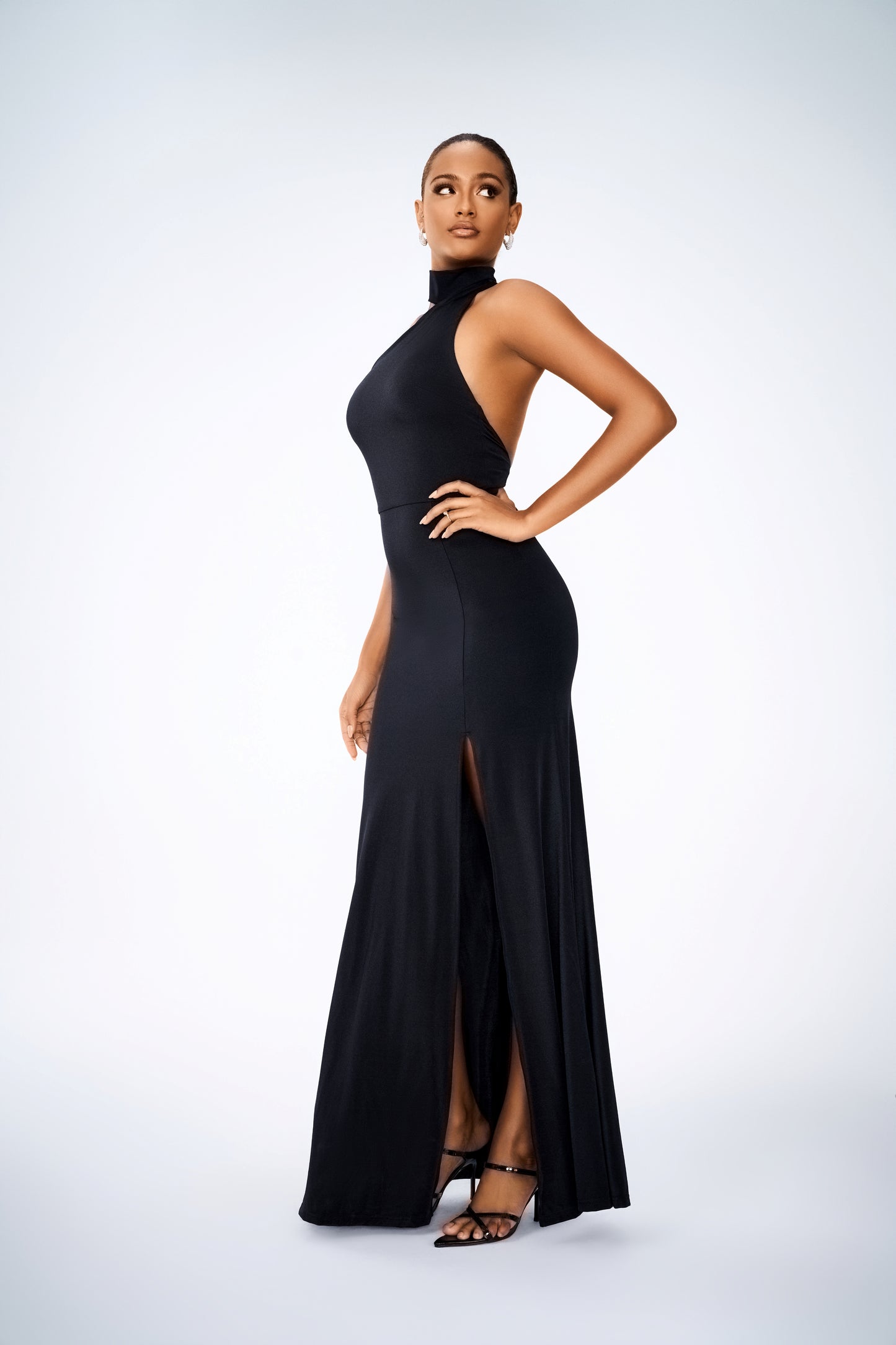 KEYLAN COWL NECK MAXI DRESS BLACK