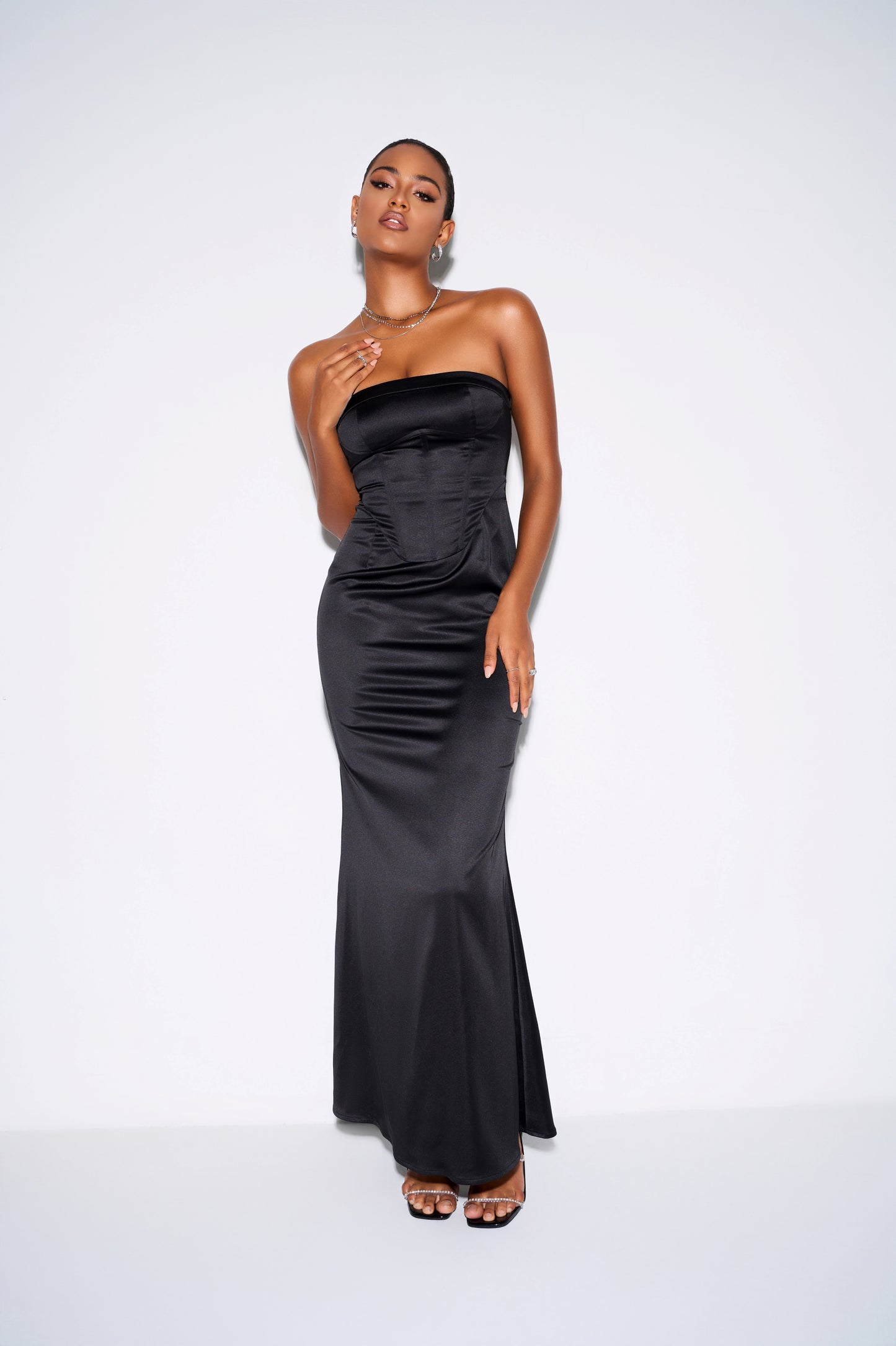 Strapless Sweetheart Cowl Neck Maxi Dress – Elegant Slit Evening Gown