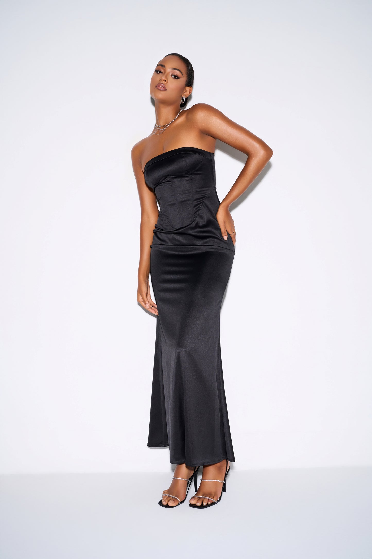 Strapless Sweetheart Cowl Neck Maxi Dress – Elegant Slit Evening Gown