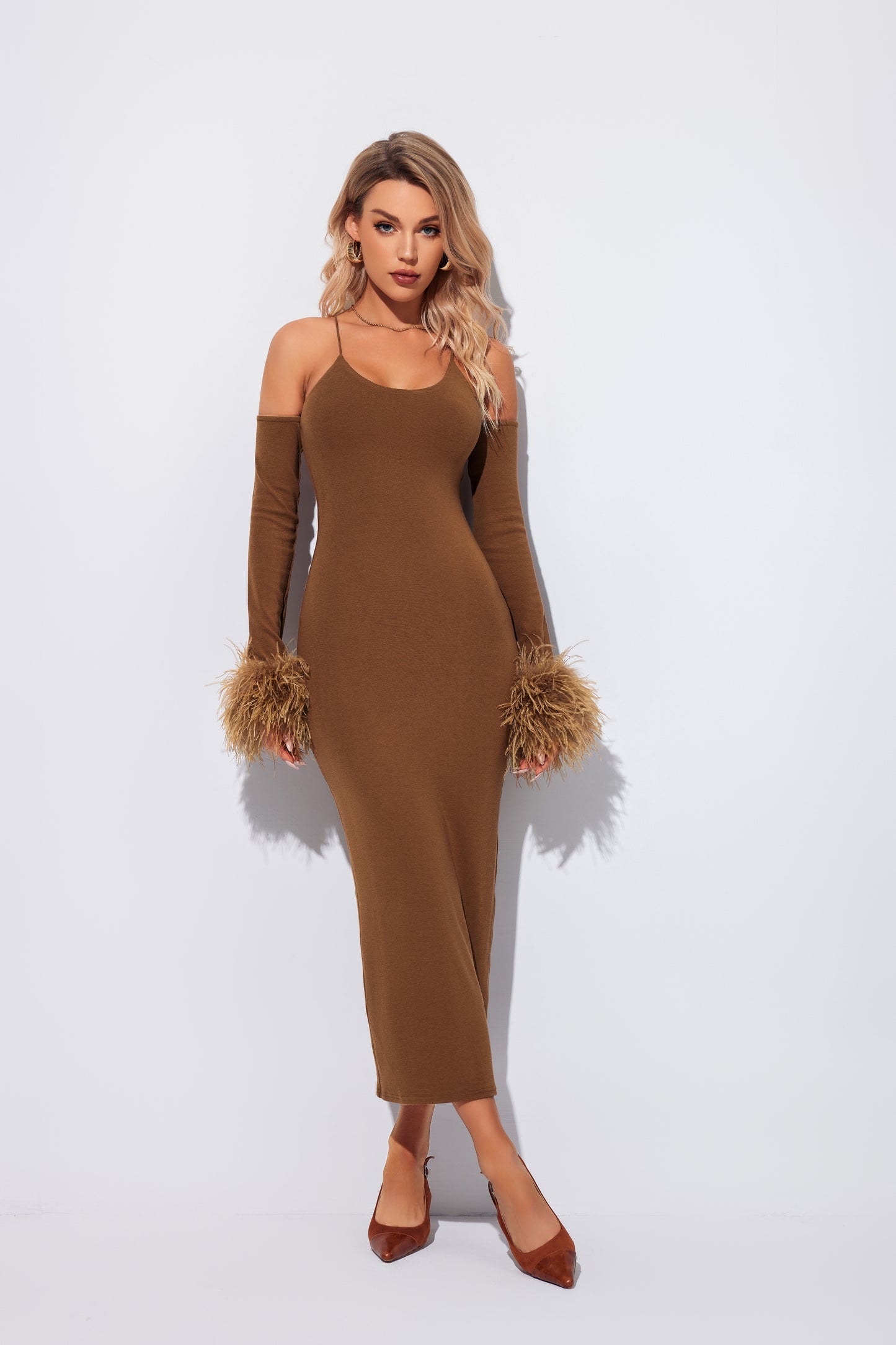 CLARENCE MAXI DRESS SLATE BROWN
