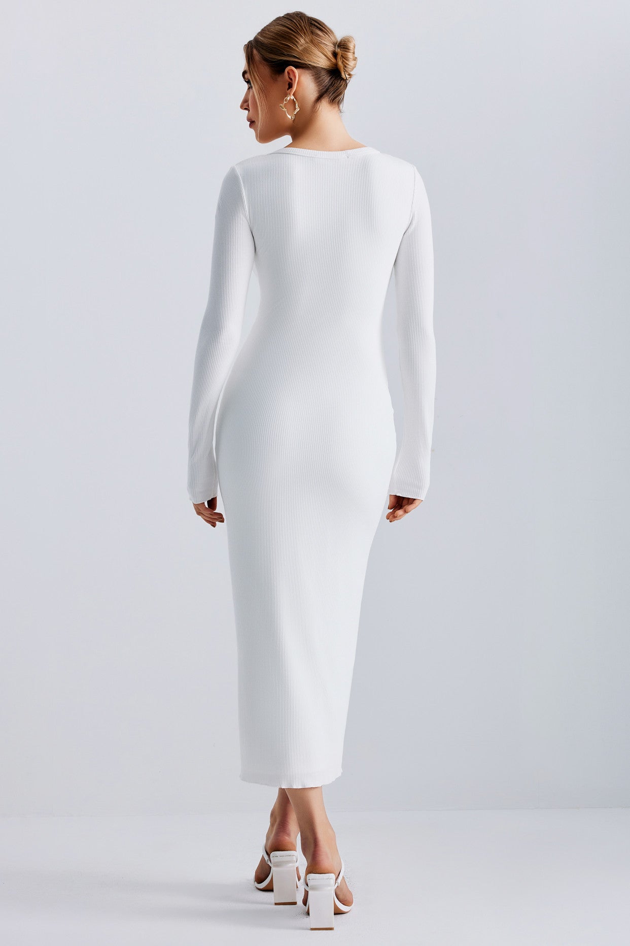 Women Long Sleeve V Neck Dress