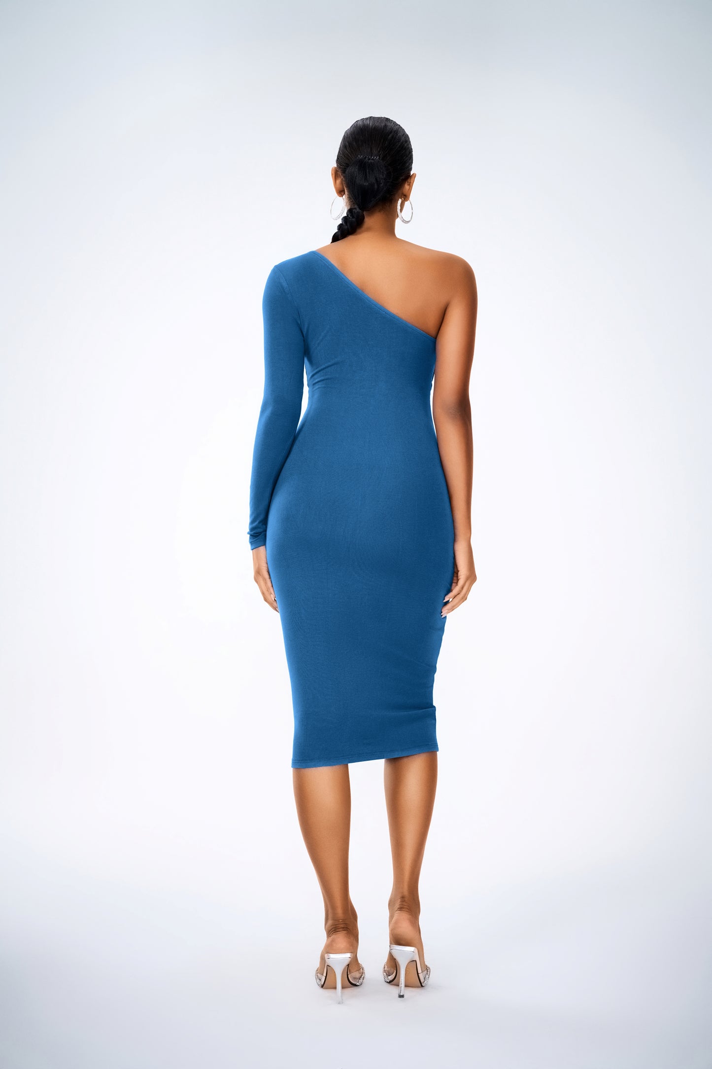 TOMER ONE SHOULDER MADI DRESS BLUE