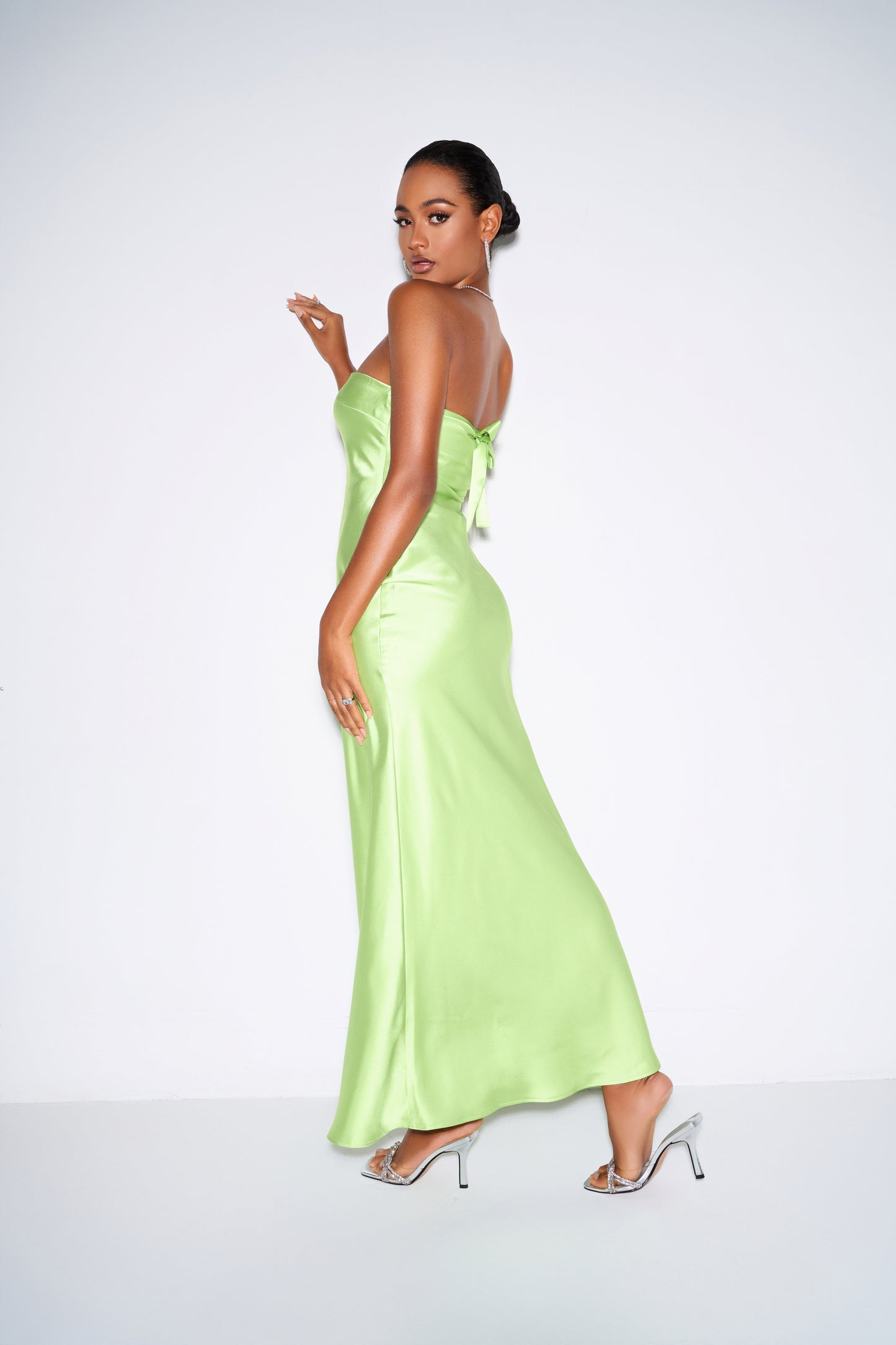 Light Green Strapless Bodycon Maxi Dress – Summer Evening Party Outfit