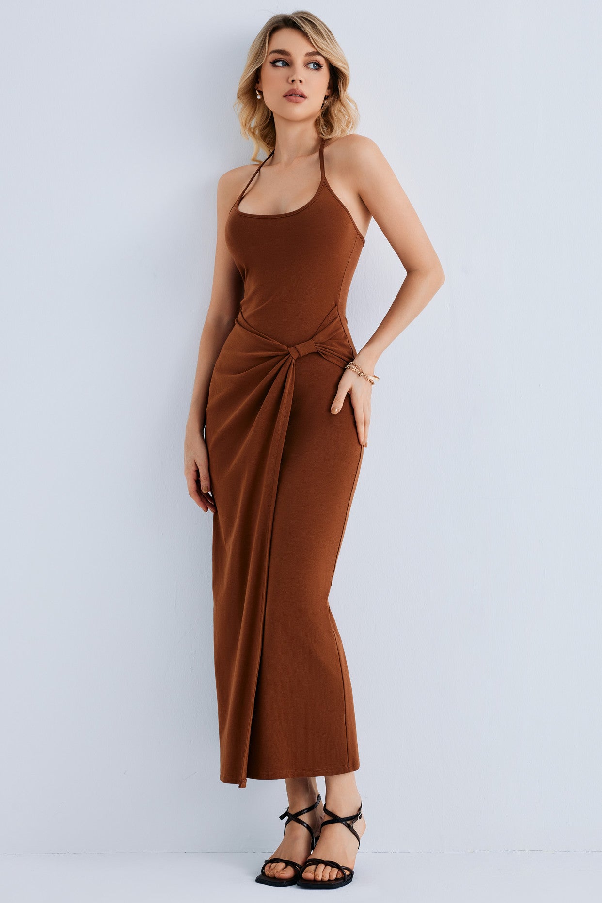 Women Halter Sleeveless Maxi Dress