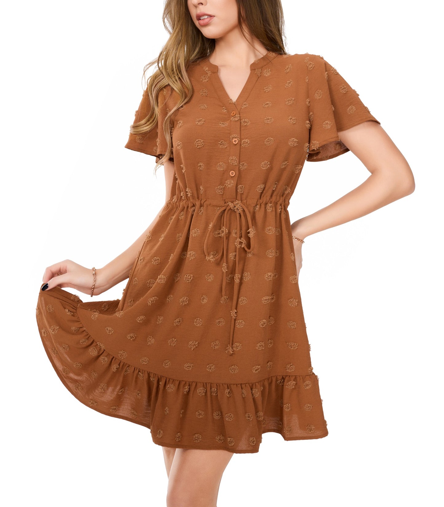 Women’s Swiss dot ruffle tiered flowy dresses