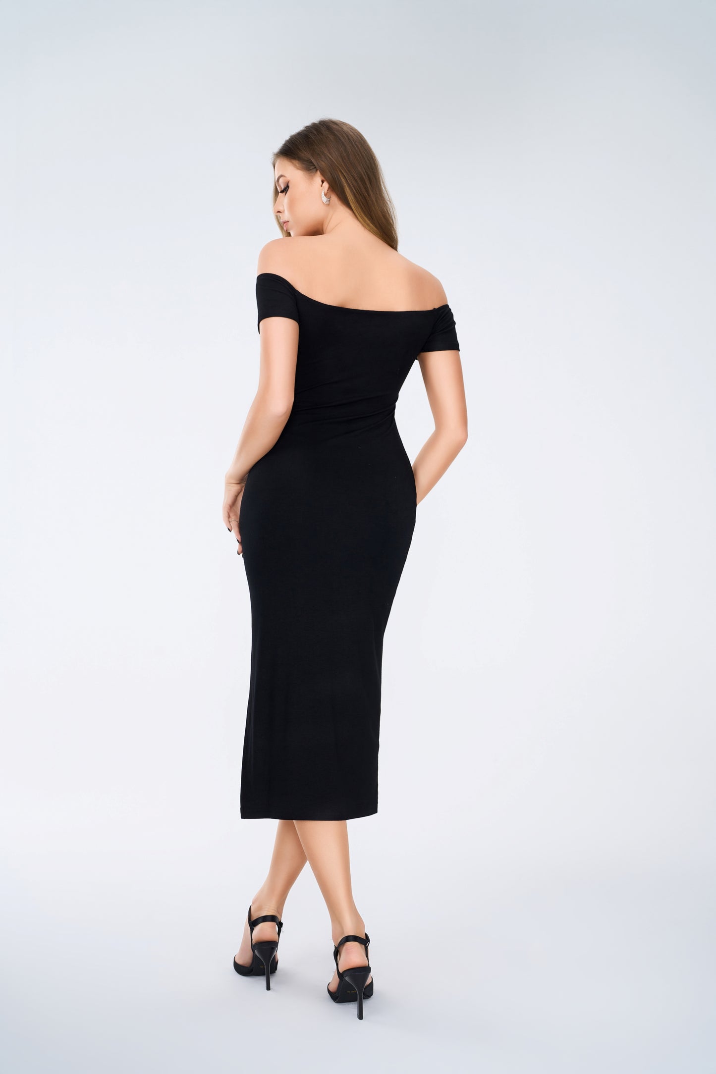 Women Black Off Shoulder Bodycon Dress