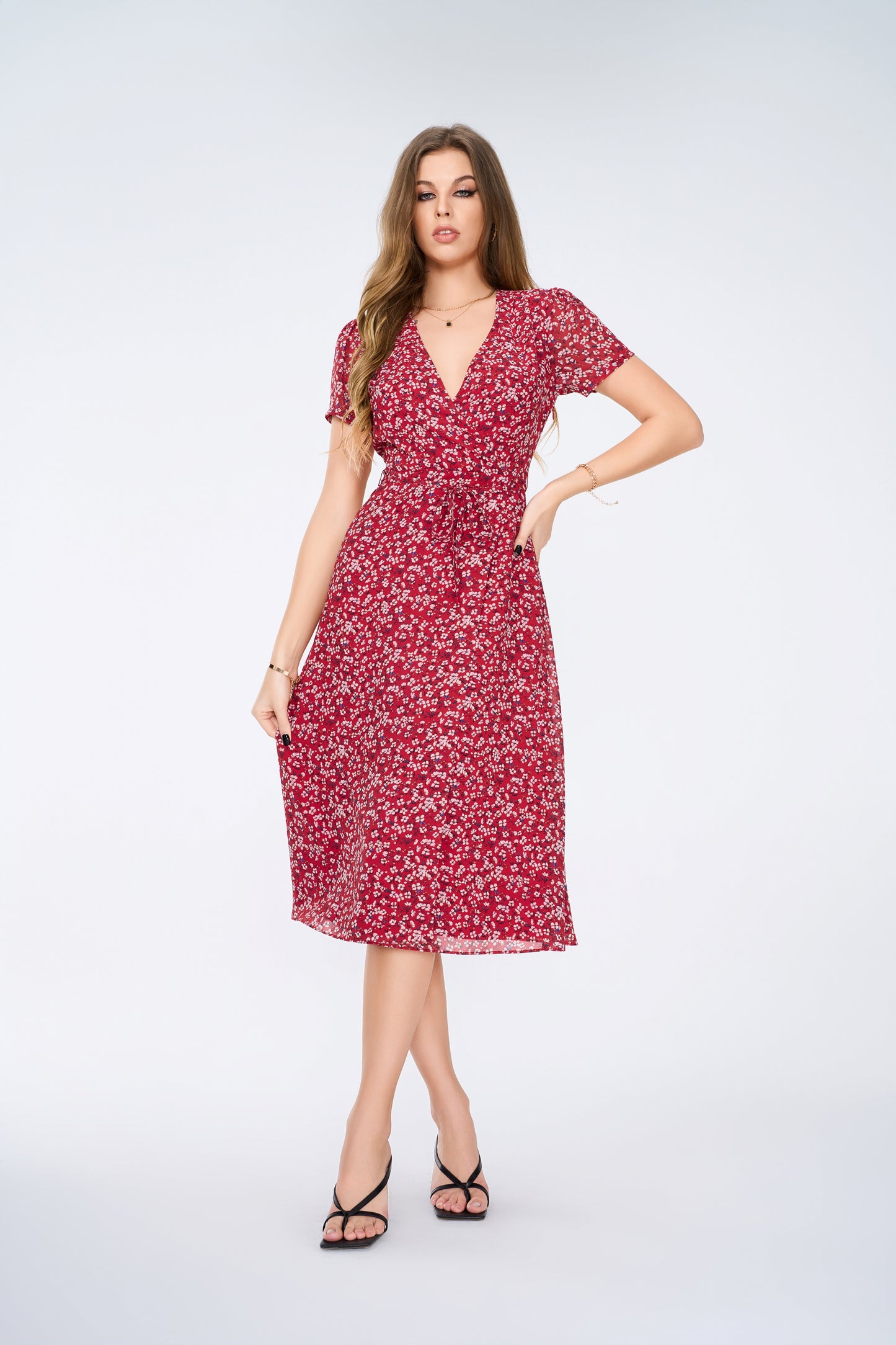 Women Floral Dress Midi Dress